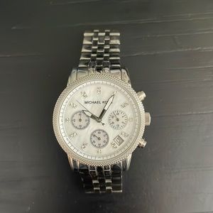Michael Kors Silver Mother of Pearl Watch